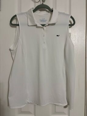 Vineyard Vines White Sleeveless Polo Tank with Whale Logo